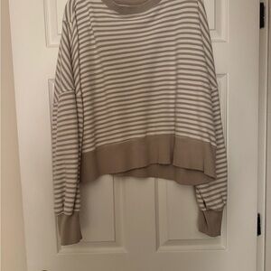 Aerie Striped Sweatshirt - Cream and Tan
